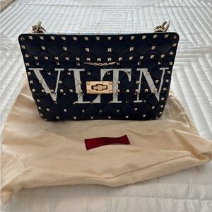 Valentino Black Quilted Rockstud Crossbody Bag